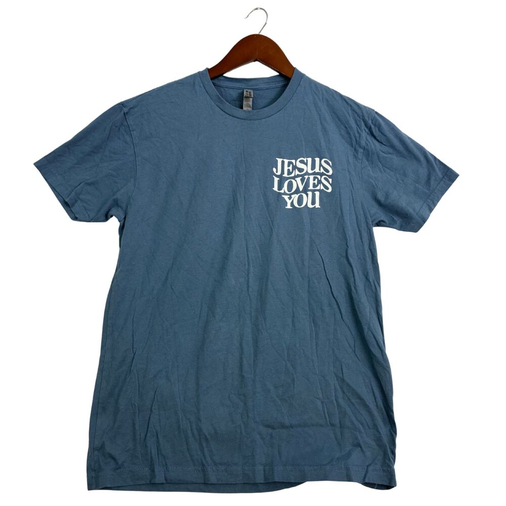 Next Level Apparel Jesus Loves You Outreach Church Blue Graphic T-Shirt M